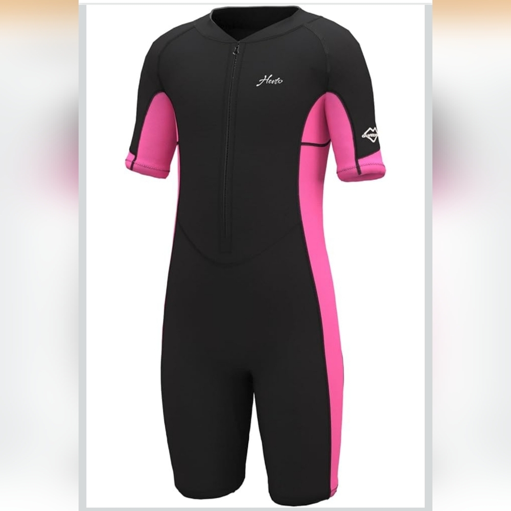 Hevto Kids Black and Pink Wetsuit